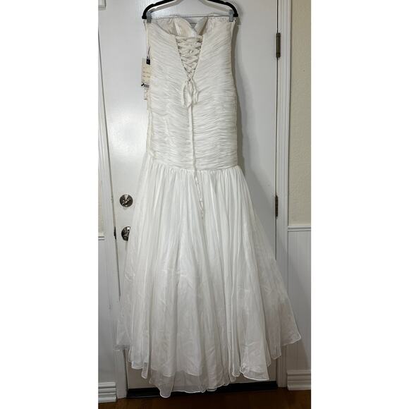 Mac Duggal Bustier Gown White Beaded Embellishments Size 10 NWT 64330 Wedding - Picture 10 of 16